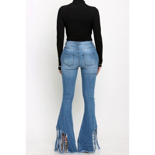 Shredded Bottom Denim Jeans Baddie Exclusives Boutique