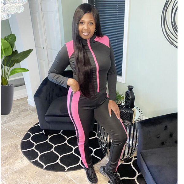 Black & Fuchsia – Two Piece Sweat Suit – Baddie Exclusives Boutique