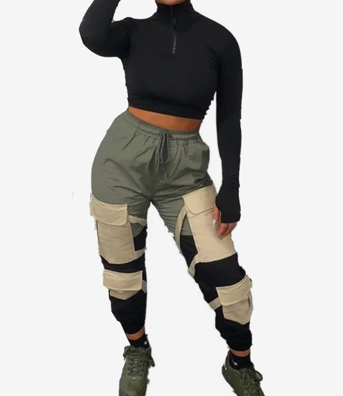 color block cargo pants