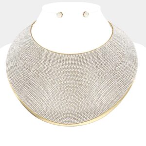 pave rhinestone-wide-metal armor collar neckalce
