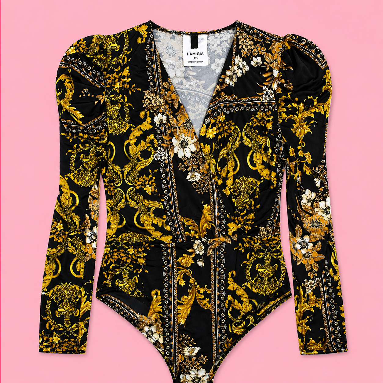black & yellow versace style bodysuit
