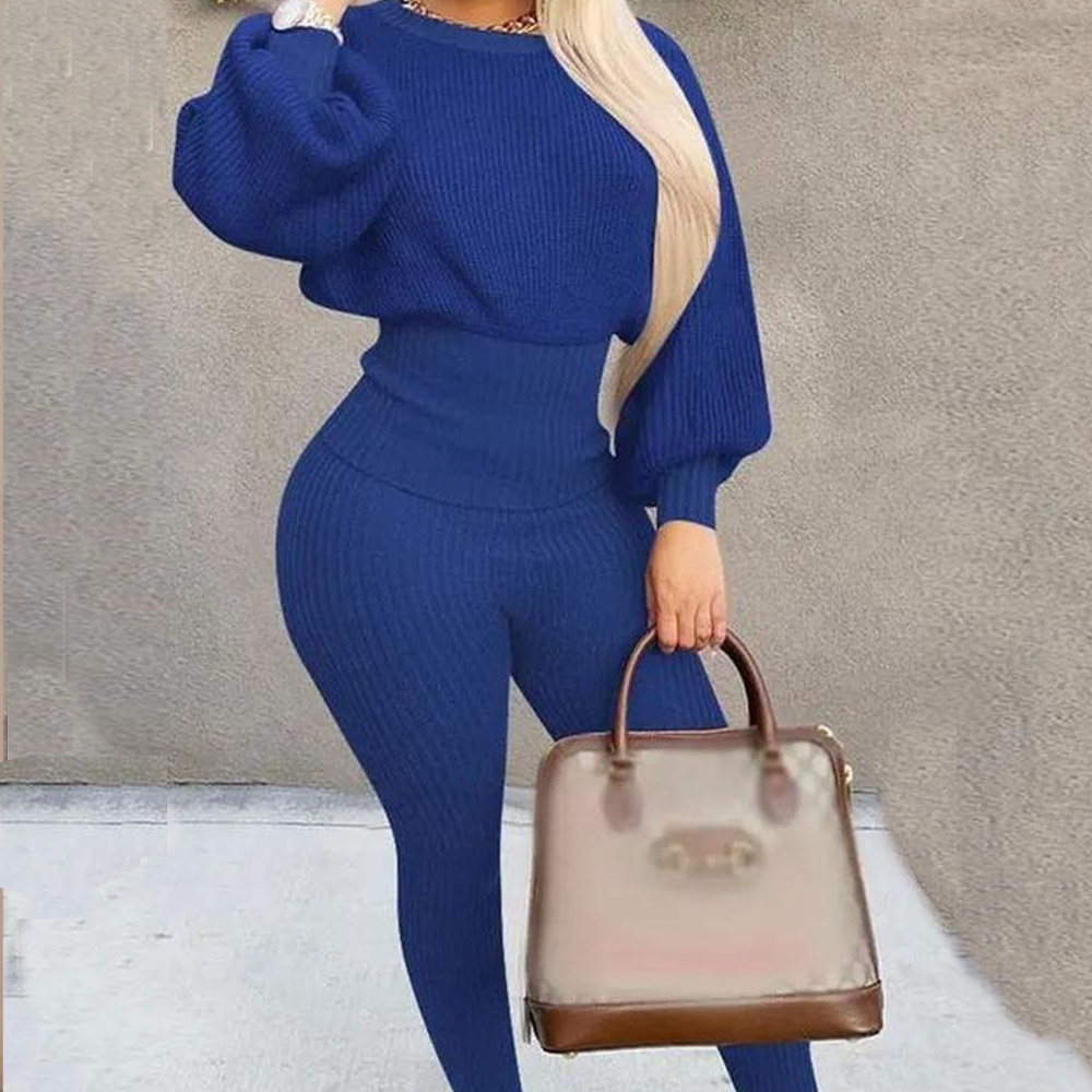 Blue Two Piece Sweater Set Baddie