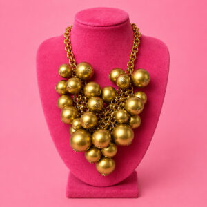 Bold Luxe Beaded Balls Gold Statement Necklace