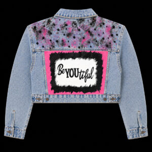 Hand Painted BeYOUtiful Cropped denim jacket