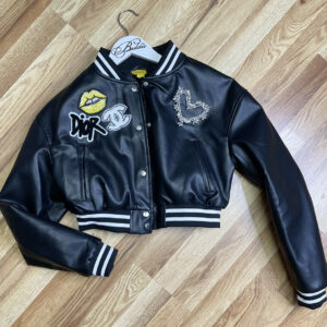Black Luxe Patch Bomber Jacket