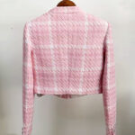 pink tweed blazer cropped back